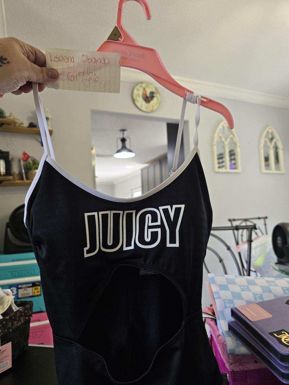 Juicy Couture Black One-Piece Swimsuit with White Trim